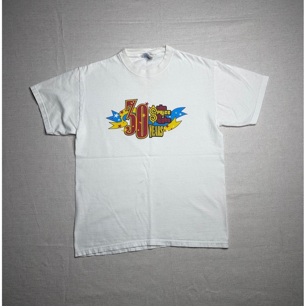 Vintage The Price Is Right 30 Years T-Shirt Men's L White Hanes Comfort TV Show